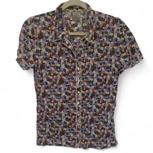 Vintage Nine West Floral Short Sleeve Button Down Shirt